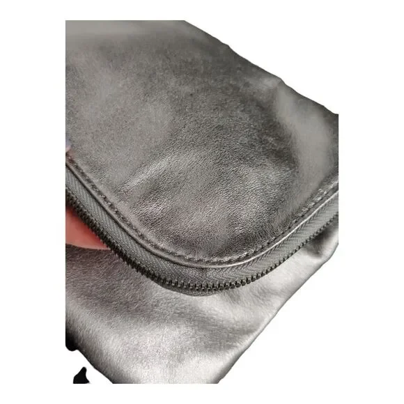 Hobo Int'l Raine Aged Silver Large Leather Clutch w/tassel Outer Zip Compartment - Picture 6 of 16